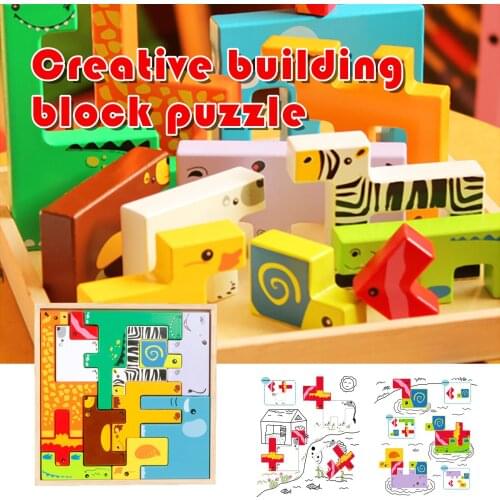 Adult Children Educational Holiday Gift Wooden 3D Irregular Mirror Puzzle Space Thinking logic Reasoning Educational Puzzle Toys