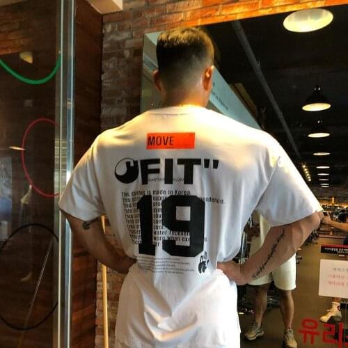 Casual Cotton Printed t shirt Men Gym Fitness Short sleeve Loose T-shirt Male Workout Black Tees Tops Plus size Summer Clothes