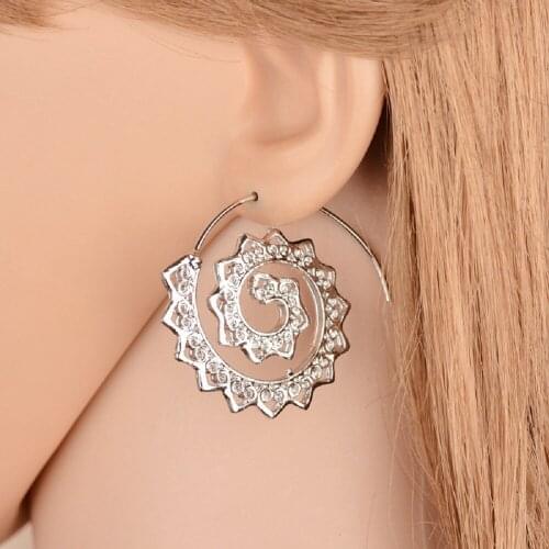 Earring For Women Spiral Whirlpool Dangle 2021 Fashion Party Gold Silver Plated Wedding Accessory Girl Birthday Gift Engagement