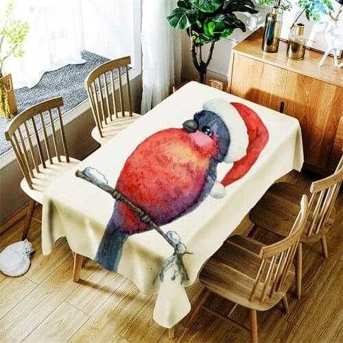 Christmas Bird Tablecloth Creative Parrot Pattern for Children Polyester Comfortable Waterproof Table Cloth Cover for Home
