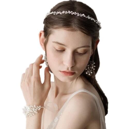 Wedding Party Hair Band Wreaths Headband Vine Bracelet Earrings Set Costumes