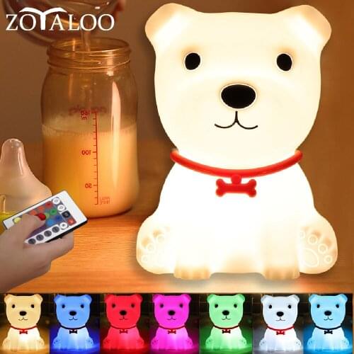 LED Night Lights Touch Sensor Silicone Lamp Dog Remote Control Lampara Table Lamp Bedroom Decoration Veilleuse Baby Kids Gift