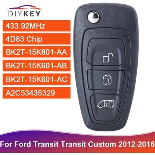 DIYKEY Remote Car Key for Ford Transit Transit Custom 2014 2015 2016 Remote Key Fob BK2T-15K601-AA/ AB/ AC 434MHz ID63 Chip