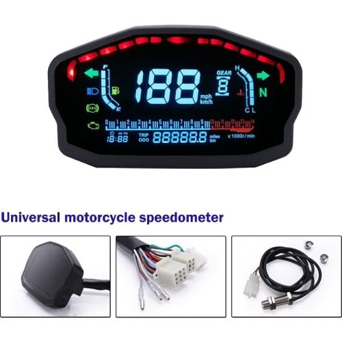Universal Motorcycle LED LCD Speedometer Digital Backlight Waterproof Odometer Tachometer For 1,2,4 Cylinders Motor Electronics