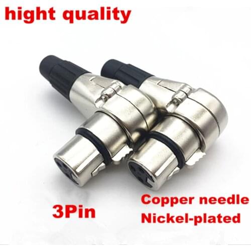 High quality welding Audio 3Pin XLR Adapter 90 Degree L Type 3-cole Copper needle Female/Male right-Angle Microphone Connector