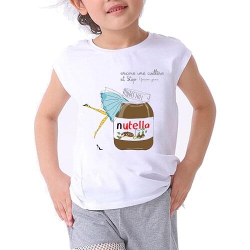 Funny kids clothes boys cute t shirt for girls clothes nutella children clothing tshirt girl cute cartoon print graphic t shirts