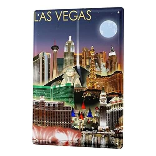 Tin Sign Decor Plaques Retro Art Metropole Las Vegas USA