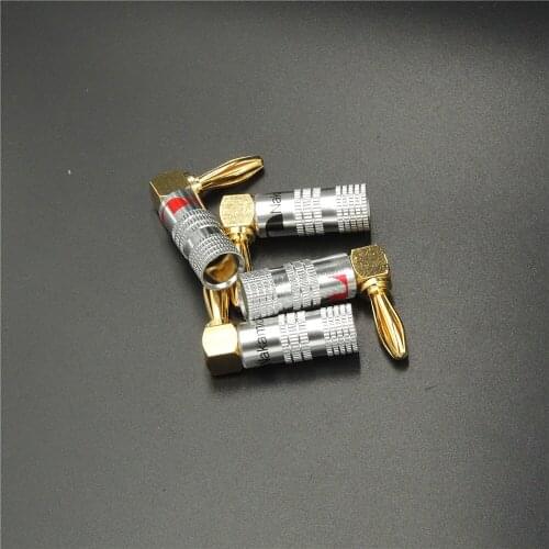 10Pcs Brass 90 Degree Right Angle 4mm Nakamichi Banana Plug For Video 24K Gold Plated Speaker Adapter Audio Connector