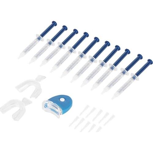 10Pcs Teeth Whitening Kit Peroxide Bleaching System Gel Kit Oral Hygiene Tooth Whitener Dental Equipment with Led Lights