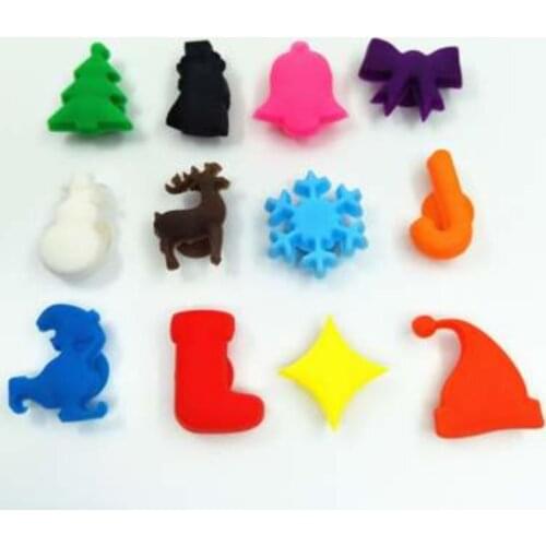 12PCS/Set Silicone Marker Christmas Party Charms Wine Identifier Wine Glass Marker Wine Glass Tag Kitchen Bar Accessories
