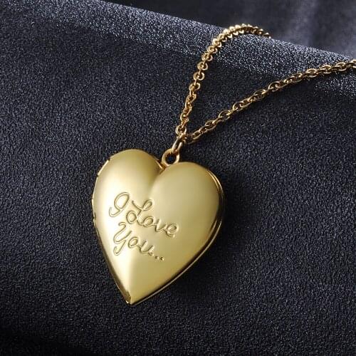 15Pcs/lot Heart Shaped Photo Picture Frame Locket Brass Pendant Heart For Women Girls Necklace Romantic Valentine Jewelry Gift