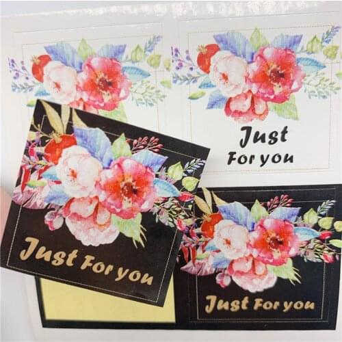 240pcs/pack Square Flower 3.5*3.5cm Thank You And Just For You And Handmade Gift Creative DIY Decoration Seal Stickers