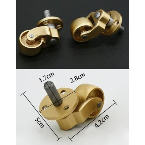4Pcs/Lot Polished Solid Brass Dowel Pin Knock in Caster Swivel Castor Castors Piano Cabinet Feet
