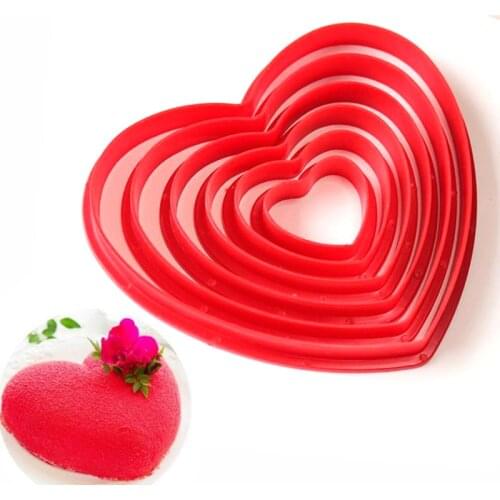 6Pcs Heart Cookie Biscuit Fondant Cake Cutter Decor Tools Mold Sugar Crafts Set Plastic Cookie Cutter