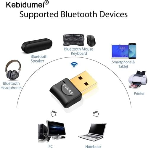 Kebidumei Wireless USB Bluetooth 4.0 Dongle Adapter Class 2 Plug USB 2.0 2.4 GHz Low Energy Dual Mode for Win7/8/10/Vista/XP PC