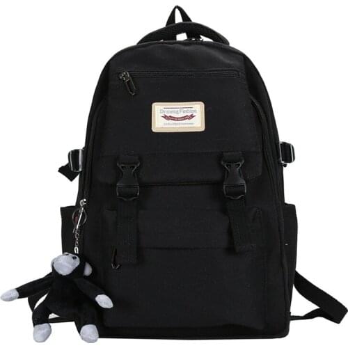 Large Black Women Backpacks for School Teenagers Girls Nylon Back Pack Female