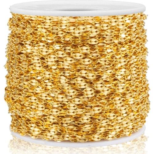 1 Meter Width 2mm Stainless Steel Gold Chic Lips Chain Water-wave Chains For Jewelry Making material Bracelet Necklace Supplies