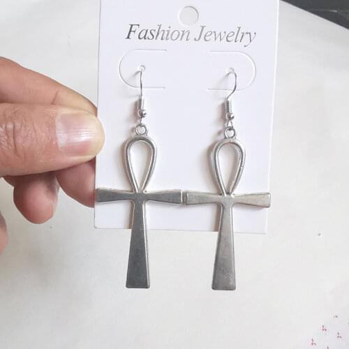 Egyptian Big Ankh Cross Dangle Drop Earrings for Women Vintage Fashion Statement Jewelry Minimalist Gothic Goth Accessories