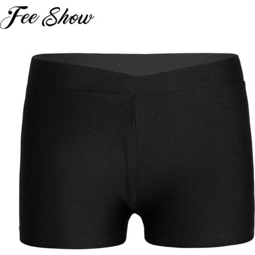Teenager Girls Stretchy V-front Waistband Ballet Shorts Boy-cut Slim Fit Bottoms for Sports Gymnastic Workout Fitness Dance Wear
