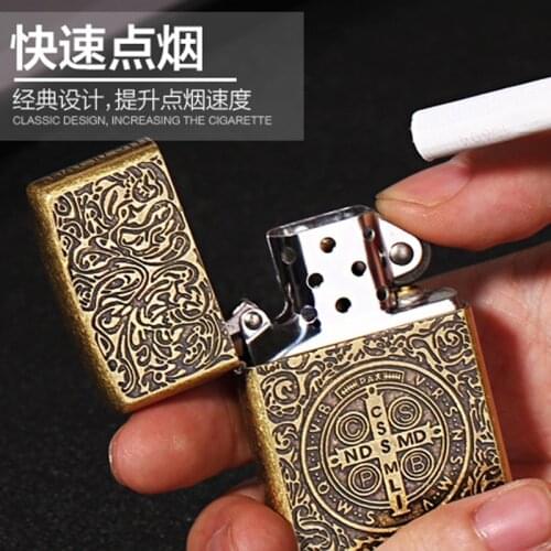 Zorro Kerosene Lighter Vintage Retro Creative Personality Copper Grinding Wheel Constantine Mens Smoking Accessories Tool