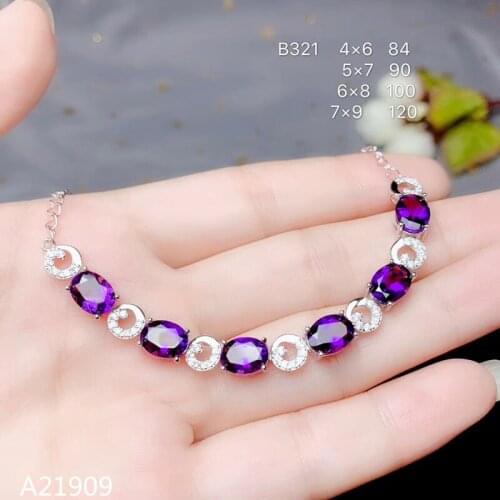 KJJEAXCMY fine jewelry 925 sterling silver inlaid amethyst gemstone bracelet