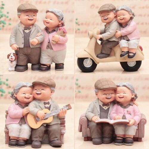 Warm Grandparents Model Ornament Creative Sweety Lovers Couple Ornaments Modern Home Decoration Crafts Living Room Office Gift