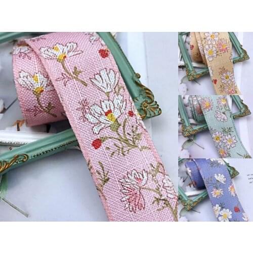 4cm/25 yards hemline flax ribbon sweet floral bow hair accessory headbow clothing accessories Home decoration