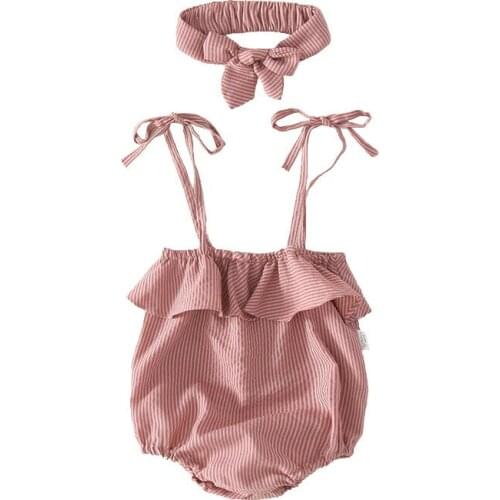 Summer Baby Girls Bodysuits Clothes Newborn Bodysuit Cute Boy And Girl Kids Wear Infant-clothing Sling Stripe Thin Section Baby