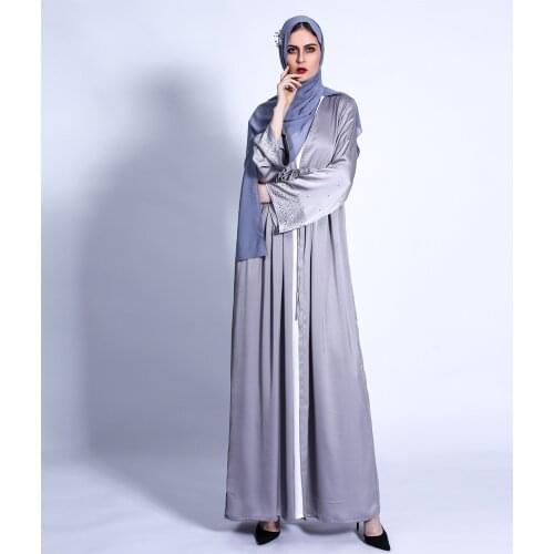 Donsignet Muslim Dress Middle East Ramadan Muslim Fashion Robe Dubai Abaya Turkey 2021 Diamonds Cardigan Drawstring Muslim Robe
