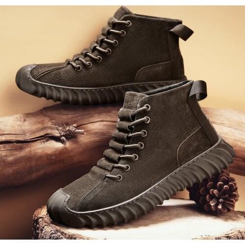 2020 Youth Winter High-Quality Trend Mens Shoes Warm Short-Tube Pigskin Explosive Martin Boots Cold-Proof Non-Slip Size 38-44