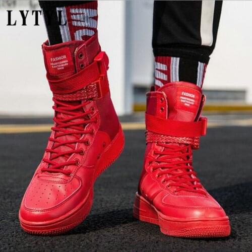 New Fashion Men shoes boots Sneakers High Top Casual Flats Shoes Male Hip-hop mid calf Boots Shoes Boys buckle shoes B20-537