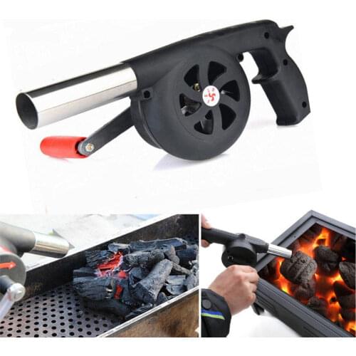 Outdoor Camping BBQ Grill Fan Air Blower Picnic Barbecue Cooking Fire Hand Crank