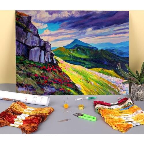 Landscape Montenegro Printed Water-Soluble Canvas 11CT Cross-Stitch Full Kit Embroidery DMC Threads Hobby Handicraft Magic