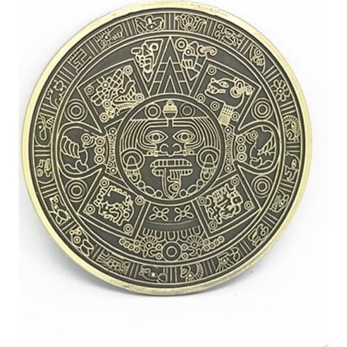The carving belt buckle silver restoring ancient ways in the western United States mayan Aztec solar