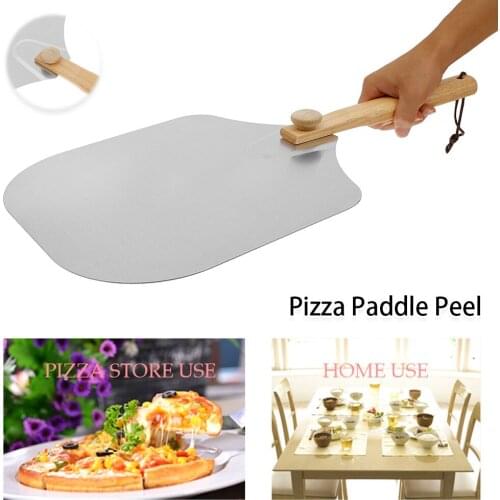 Anti-scalding Pizza Shovels Long Wooden Handle Round High Quality Stainless Steel Cake Shovel Baking Tool Kitchen Accessories