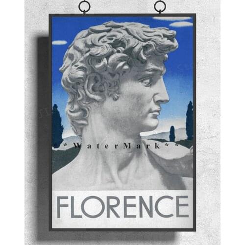 H542 Silk Poster Home Decoration Florence Italy 1936 David Statue Vintage Retro Style Travel Wall Art Christmas Gift
