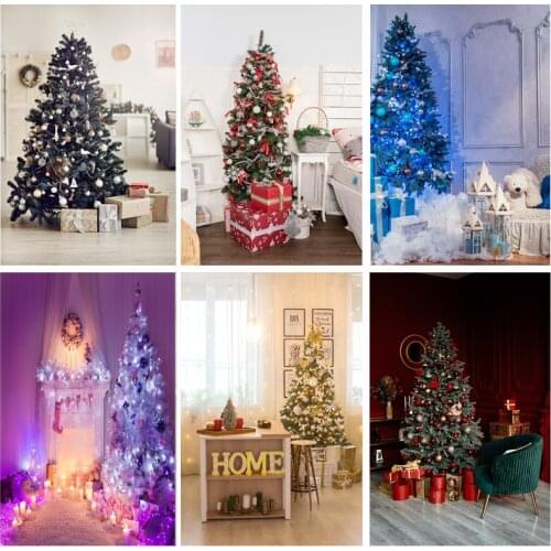 SHUOZHIKE Christmas Indoor Theme Photography Background Christmas tree Children Backdrops For Photo Studio Props 21524 JPW-01