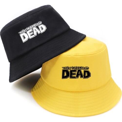 The Walking Dead Print Sunscreen Mens Bucket Hat Outdoor Harajuku Unisex Fishing Hat Polyester Panama Casual Adult Bob Hats