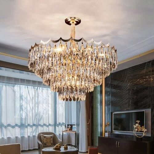Modern Luxury Home Living Room Clear Crystal Pendant Lights Led Pendant Lamp Dinng Room Bedroom Decoration Hanging Light Fixture