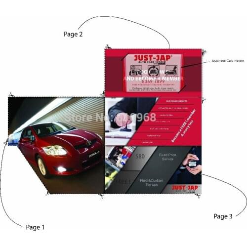 Custom Made Special Die Cut Folding Flyers Brochures with business card holder
