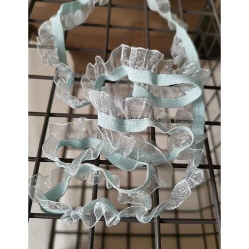 10 Meters 1.7cm Embroidery Light Blue Elastic Lace Trimming Ruffle DIY Floral Sewing Supplies Lace Trim Crafts