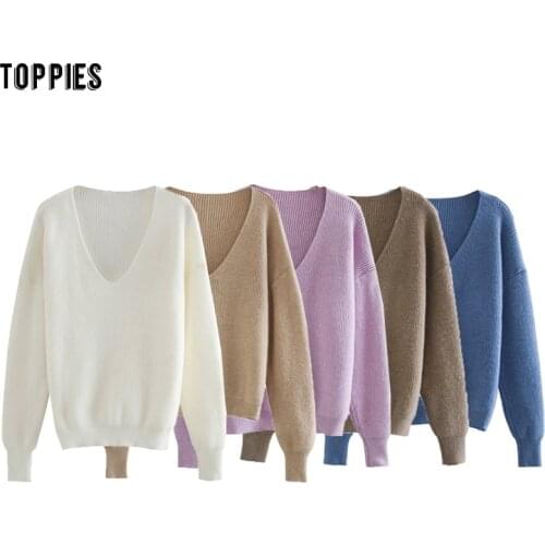 Женские пуловеры с V-образным вырезом Toppies China At AliExpress