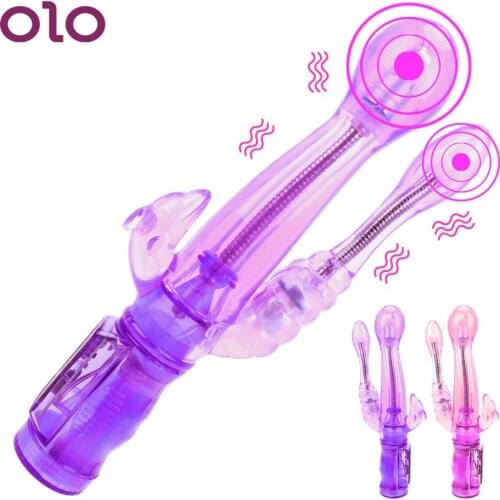 OLO Dildo Vibrator Triple Vibration Rabbit Vibrator Clitoris Vagina Stimulator G-spot Massager 6 Speeds Sex Toys for Women
