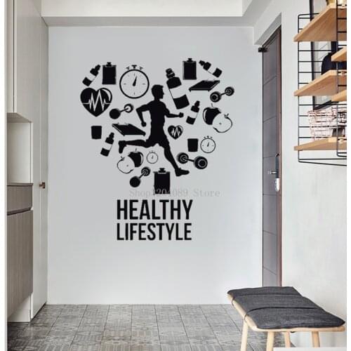 Healthy Lifestyle Wall Decals Runner Wall Sticker For Gym Cardio Sport Decal Home Decoration Removable Vinyl Decal CN035