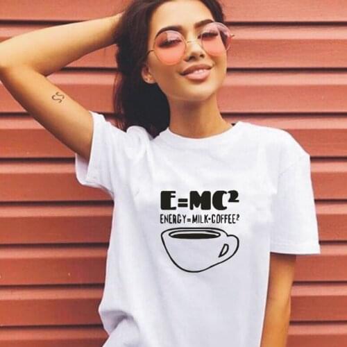 Womens T-Shirt Coffee Letter Printing Tops Casual Harajuku Cotton Tee Shirt Femme Summer Street Plus Size Round Neck T-Shirts