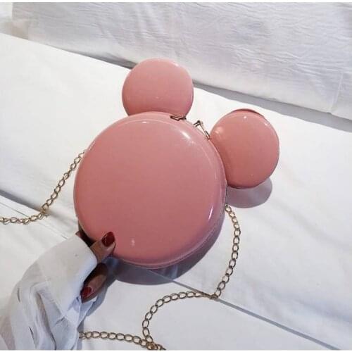 Womens Shoulder Bag Wholesale Cute Solid Mouse Shape Metal Chain Round Zipper 2021 New Fashion Sweet Female Crossbody Bags