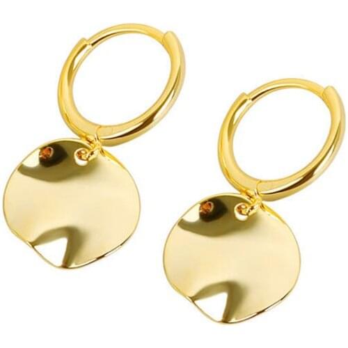 VENTFILLE 925 Sterling Silver Earrings Charm Women Trendy Jewelry Round Gold Party Accessories Gifts Round Gold Earring