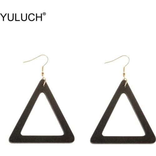 YULUCH 2019 Fashion Statement Black Triangle Hollow Simple Dangle Earings Trendy Drop Pendant Earrings For Women Lady Party gift
