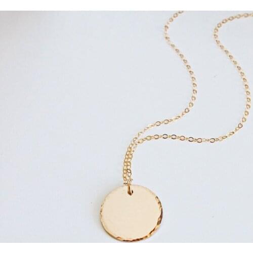 Hammered Disk Necklace Handmade Coins Choker Gold Filled 19mm Pendants Collier Femme Kolye Collares Jewelry Boho Women Necklace
