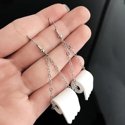 ZYZQ Fashion Roll Paper Dangle Drop Earrings Funny 3D Geometric Drop Earrings Creative Paper Toilet Paper Jewelry For Women